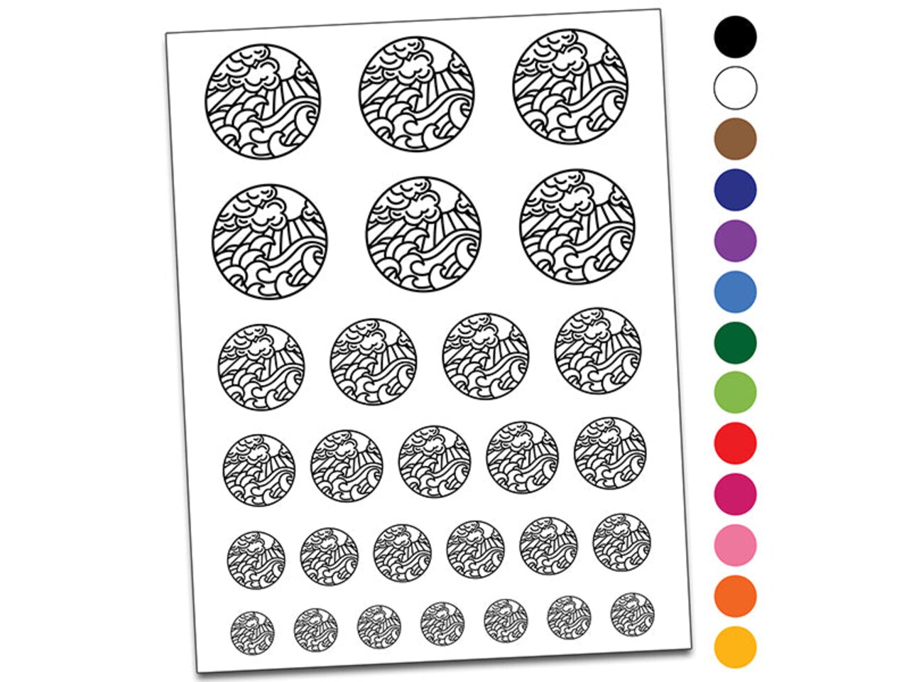 Sun Clouds and Ocean Waves Temporary Tattoo Water Resistant Fake Body Art Set Collection